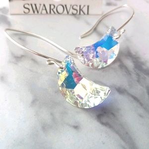 Swarovski Silver Crescent Moon Earrings